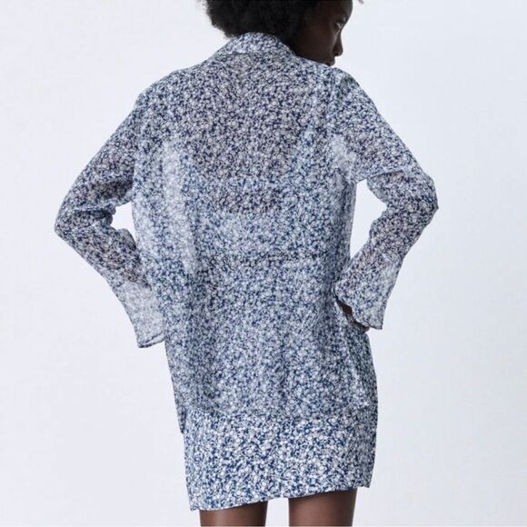ZARA FLORAL PRINT BLOUSE - Picture 5 of 8